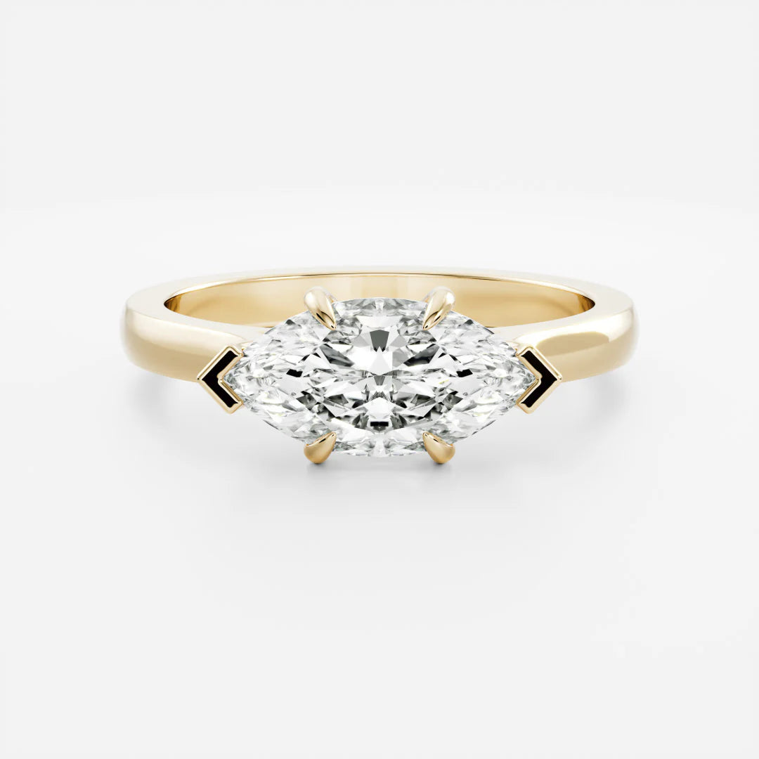 1.5 carat east west marquise cathedral engagement ring lab grown diamond IGI certified