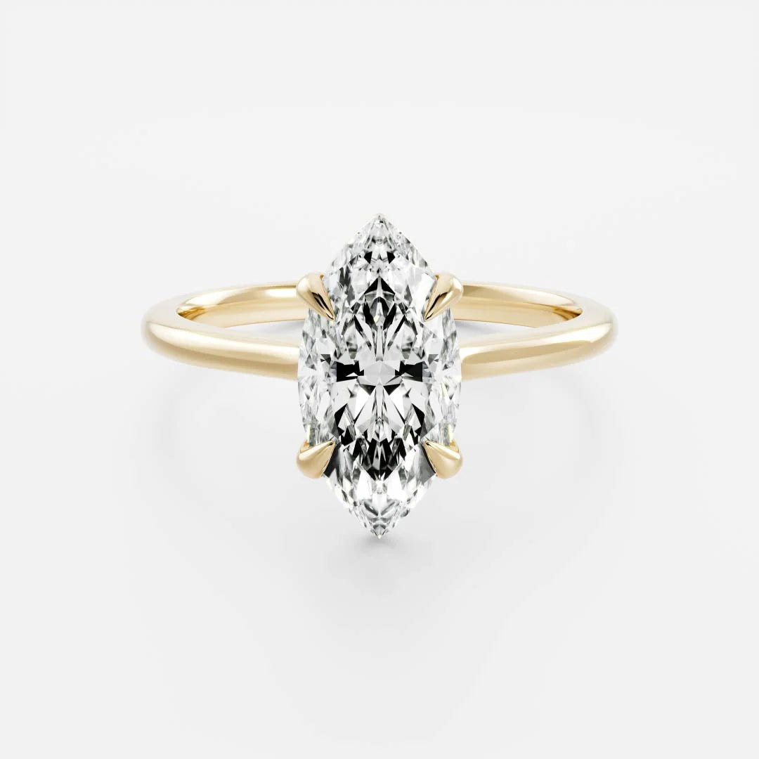 1.5 carat marquise engagement ring cathedral setting lab grown diamond IGI certified