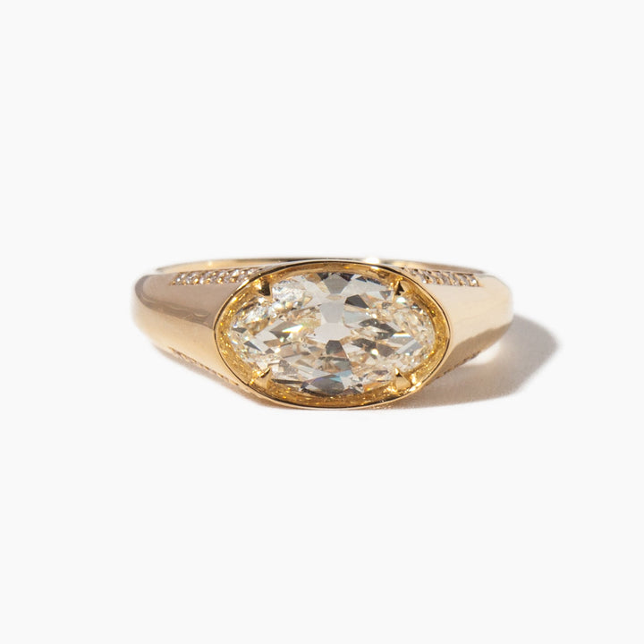 moval cut lab grown diamond signet engagement ring 1.5 carat E VS1 USA