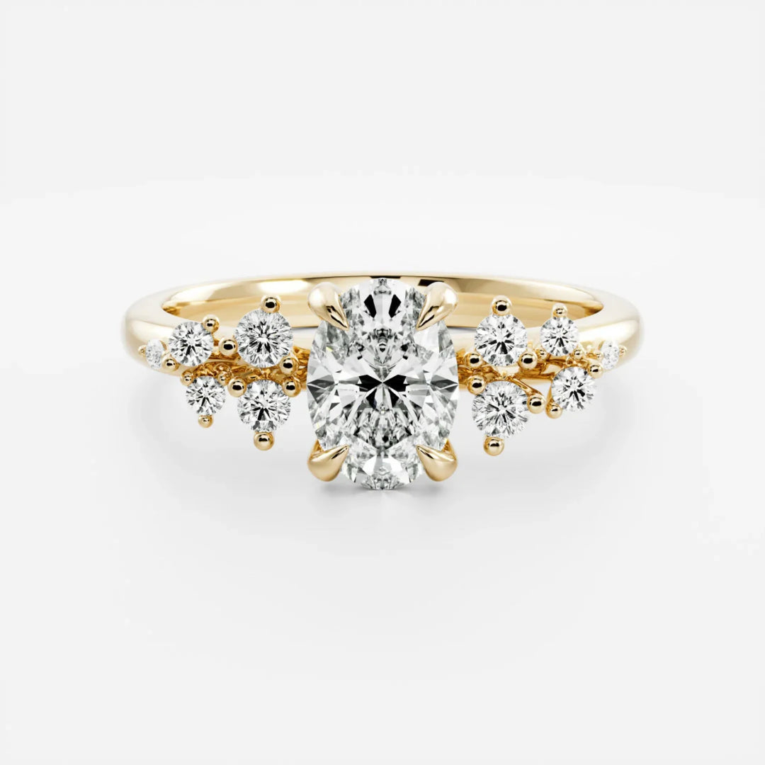 1.5 carat oval cluster engagement ring lab grown diamond IGI certified