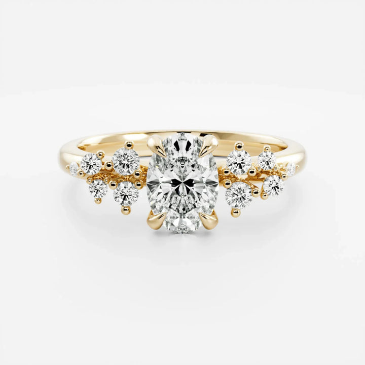 1.5 carat oval cluster engagement ring lab grown diamond IGI certified