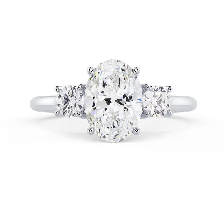 1.5 carat oval three stone engagement ring lab grown diamond E VS1 USA