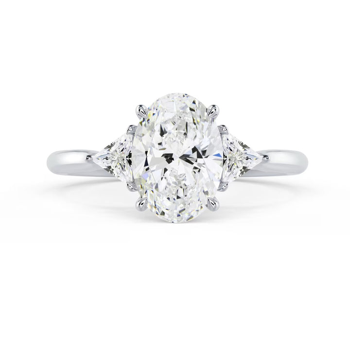 1.5 carat oval three stone engagement ring lab grown diamond E VS1 USA
