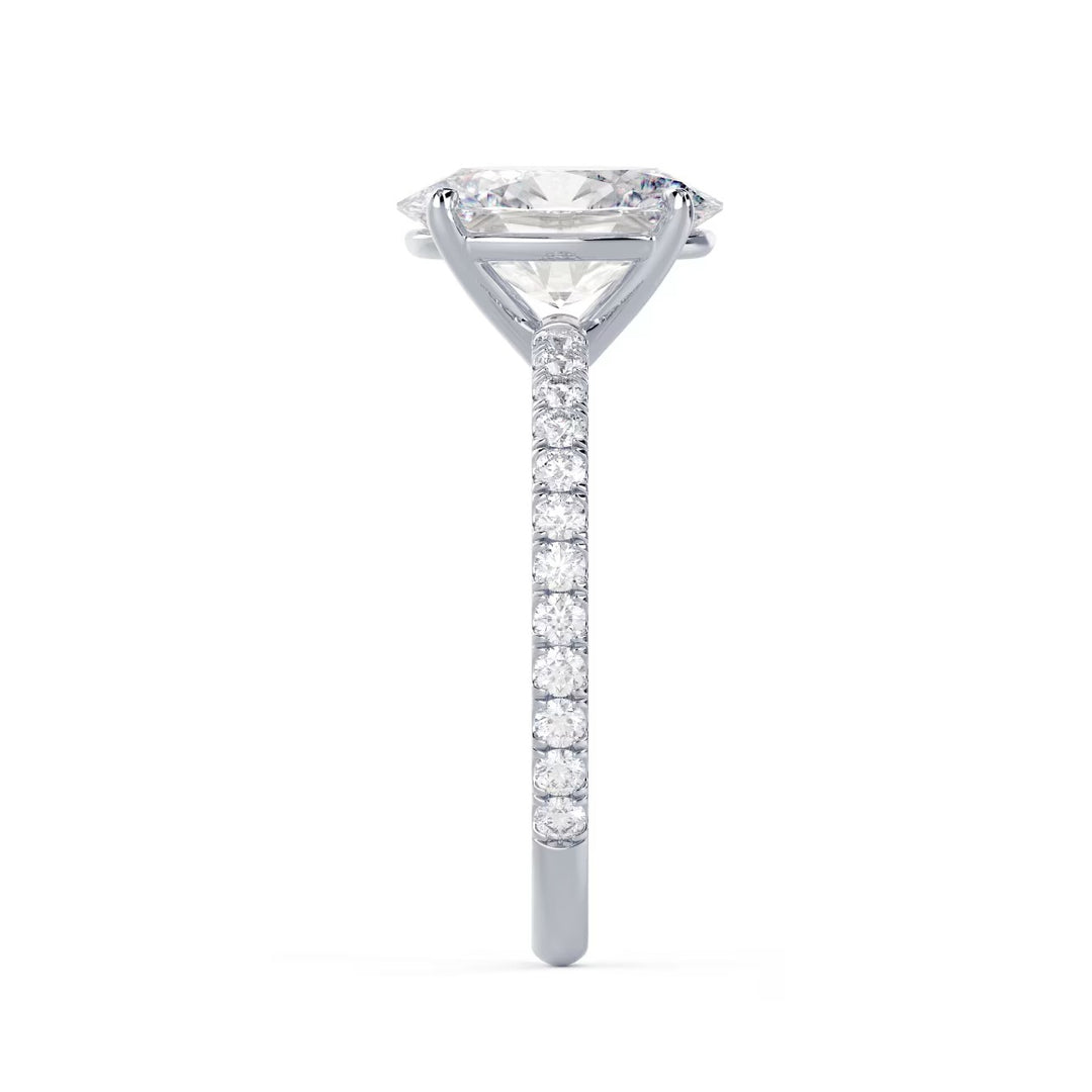 elongated oval lab diamond pave engagement ring