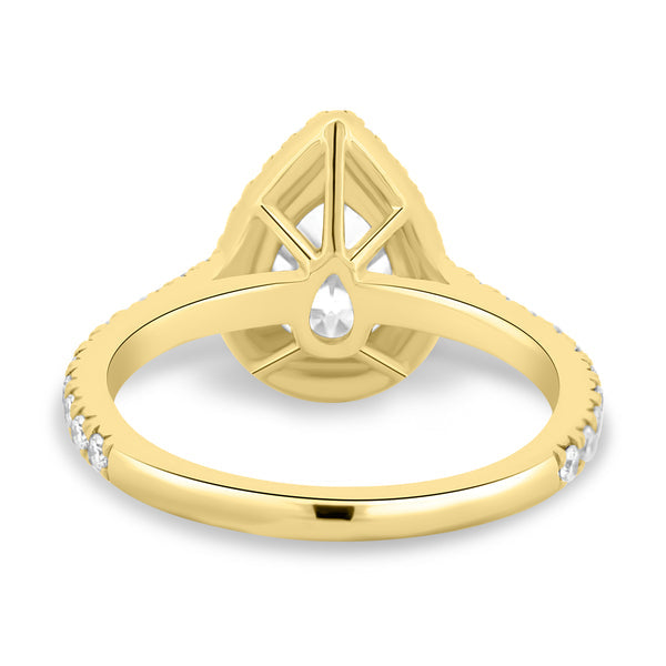 1.50CT Pear Halo Diamond Ring Gold Setting