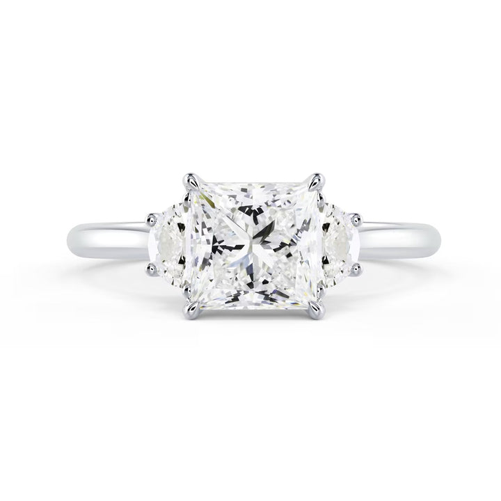 princess cut lab grown diamond three stone engagement ring 1.5 carat E VS2