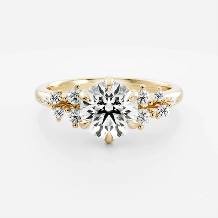 1.5 carat round cluster engagement ring lab grown CVD diamond IGI certified