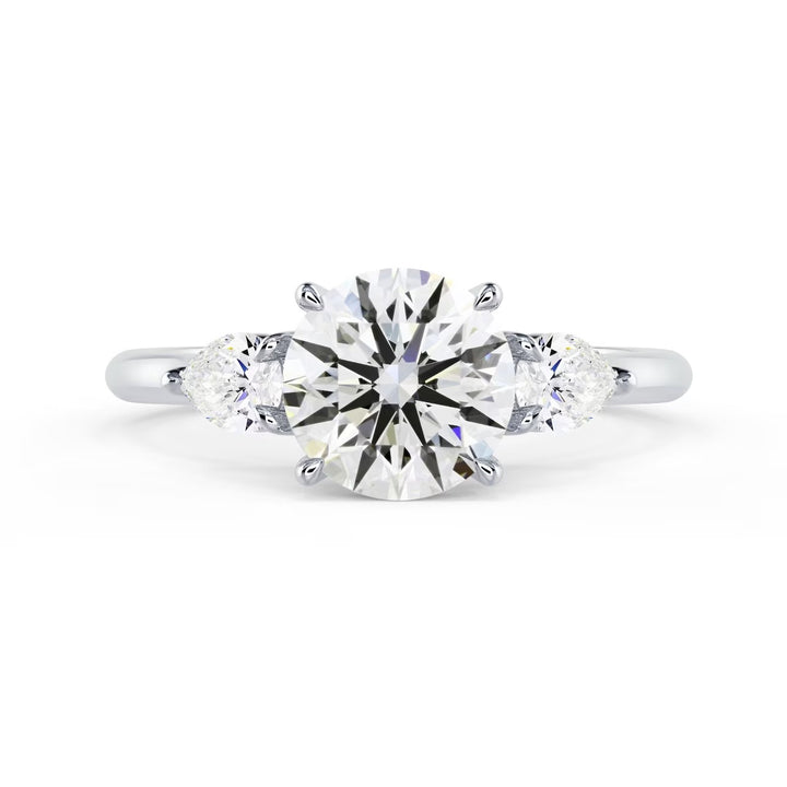 1.5 carat round three stone engagement ring lab grown diamond E VS2 USA