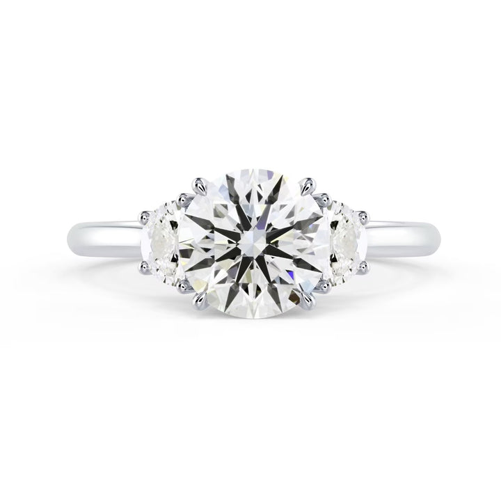 1.5 carat round three stone engagement ring lab grown diamond E VS2 USA