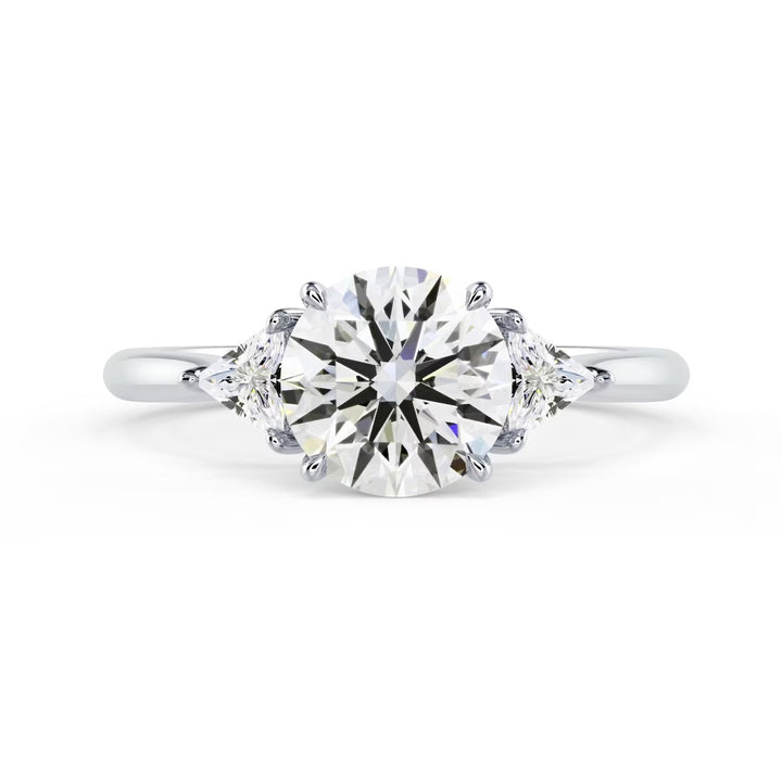 1.5 carat round three stone engagement ring lab grown diamond E VS2 USA