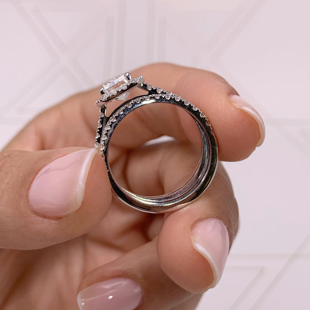 Radiant Halo Diamond Bridal Set