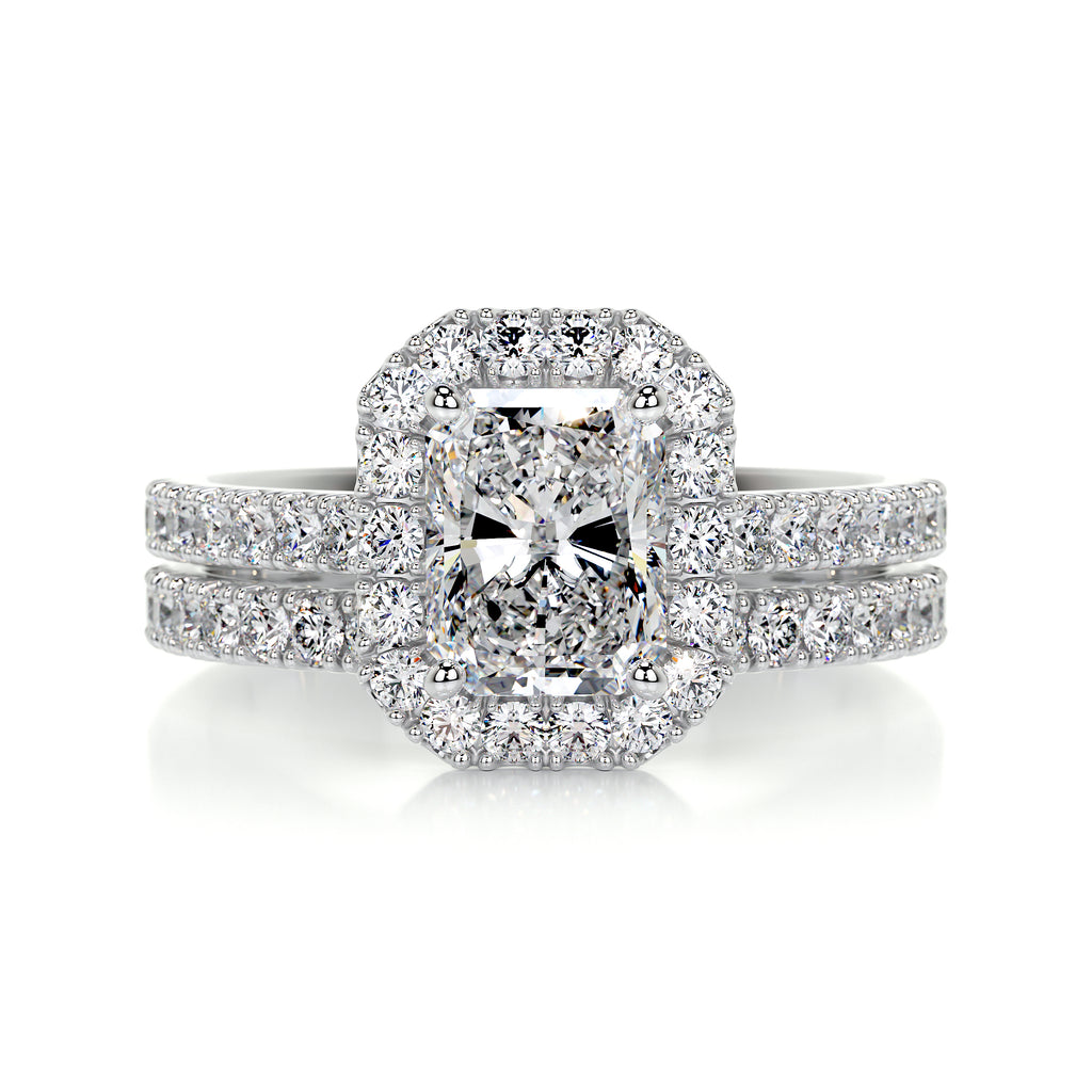 Radiant Halo Pavé Lab Diamond Bridal Ring Set