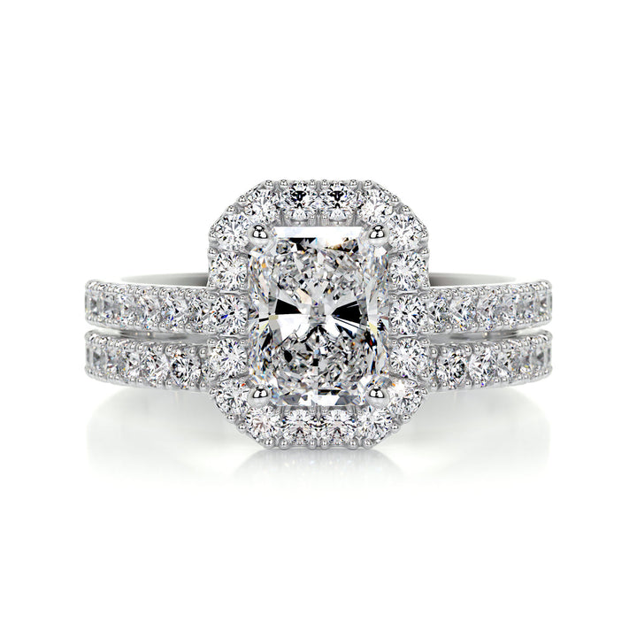 Radiant Halo Pavé Lab Diamond Bridal Ring Set