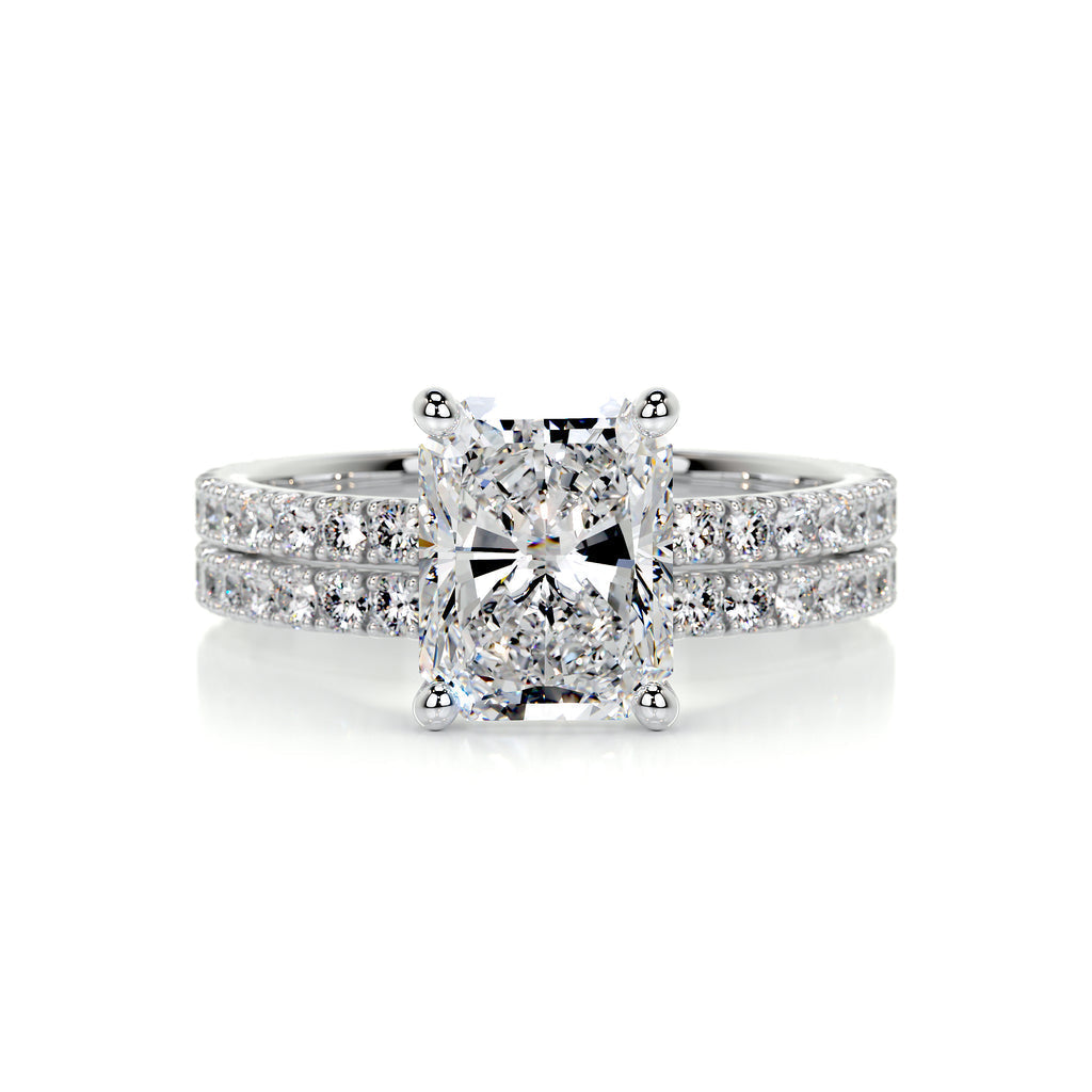 Radiant Solitaire Pavé Lab Diamond Bridal Ring Set