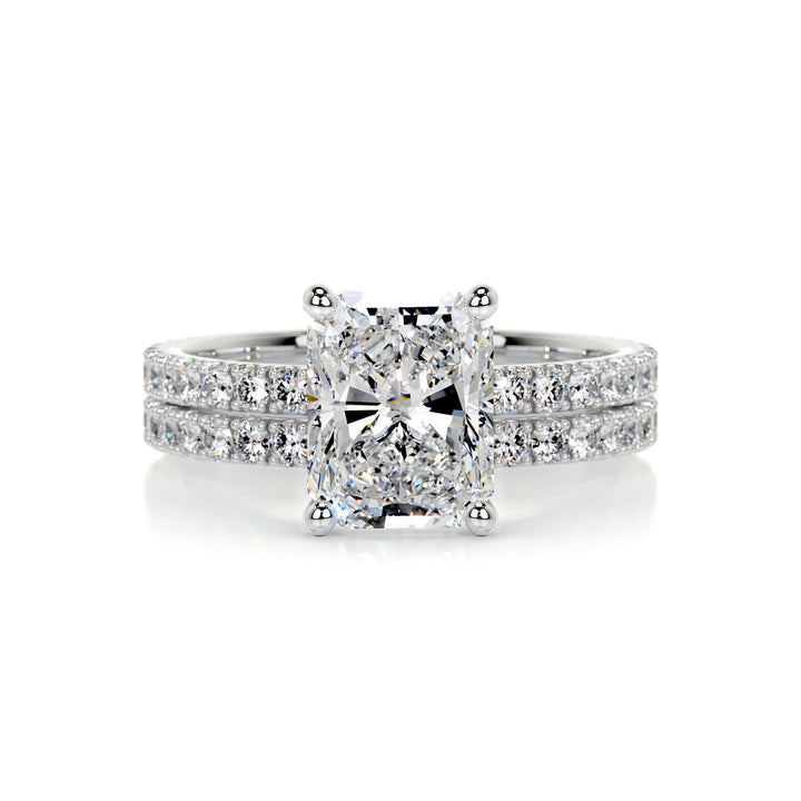 Radiant Solitaire Pavé Lab Diamond Bridal Ring Set