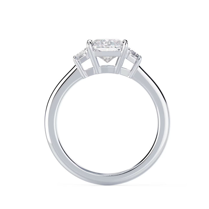 luxury radiant lab grown diamond three stone engagement ring