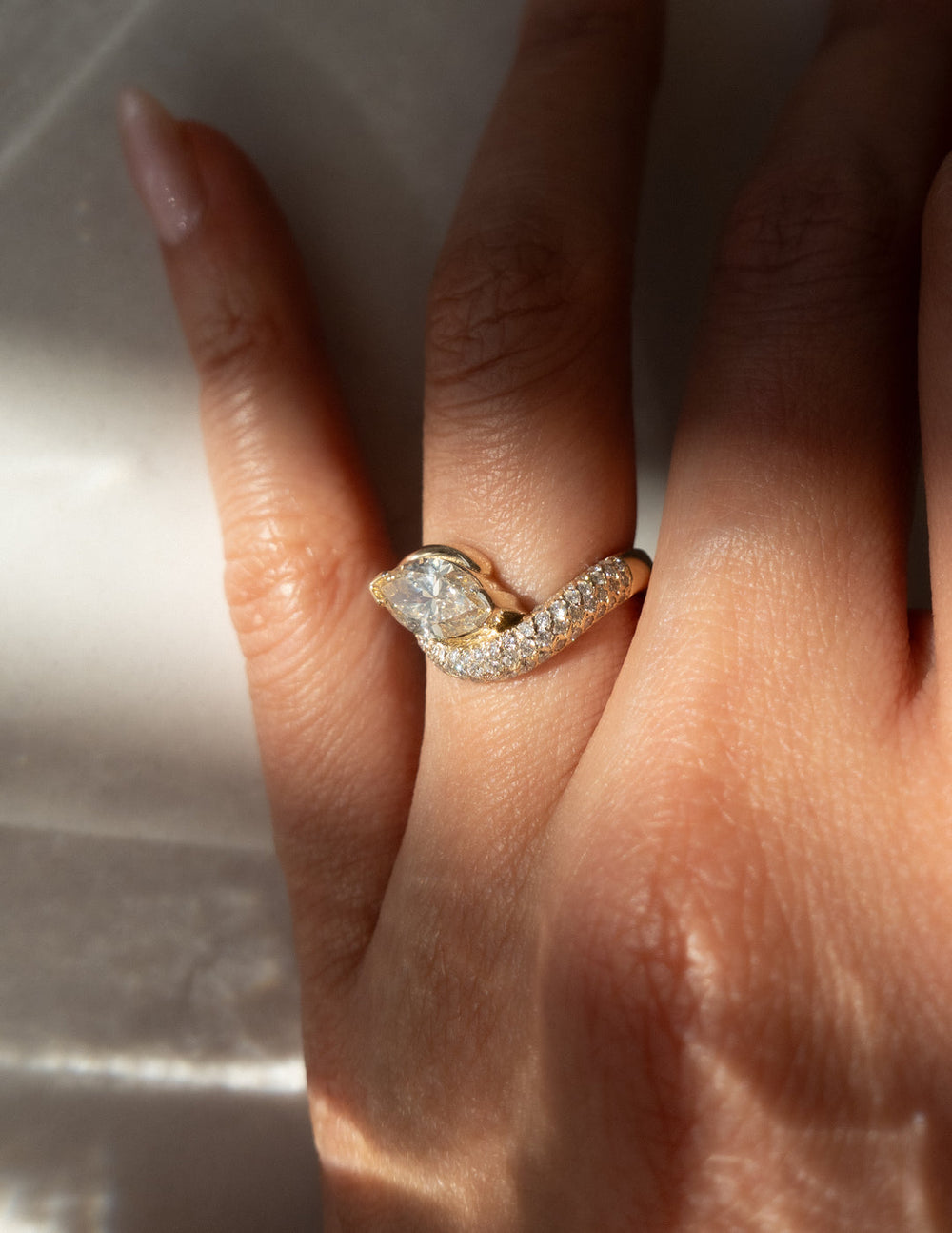 1.5 Carat Champagne Marquise Lab Diamond Ring
