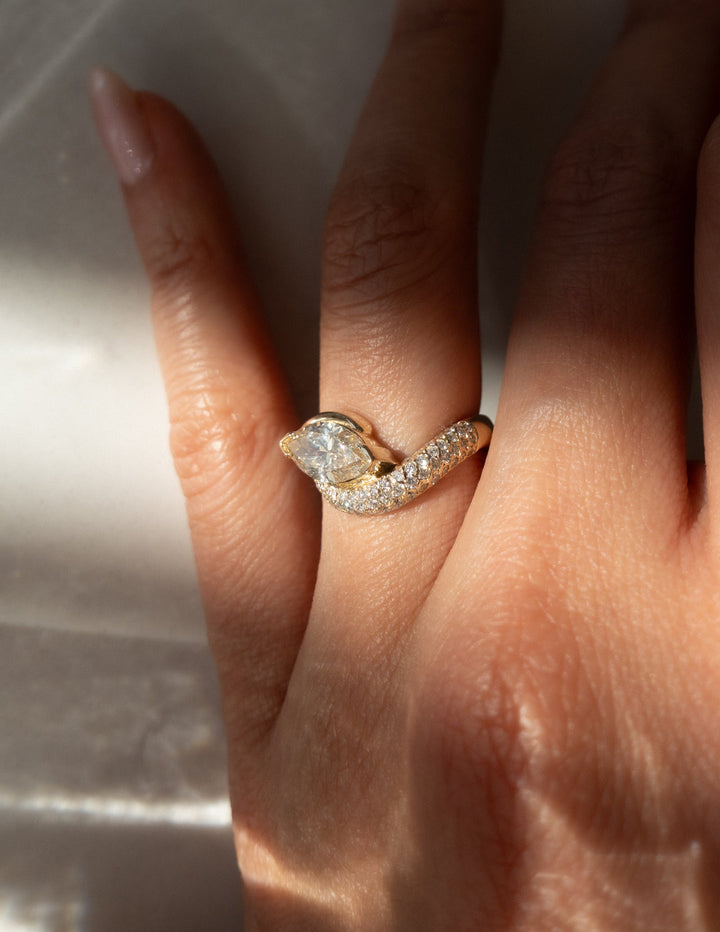 1.5 Carat Champagne Marquise Lab Diamond Ring