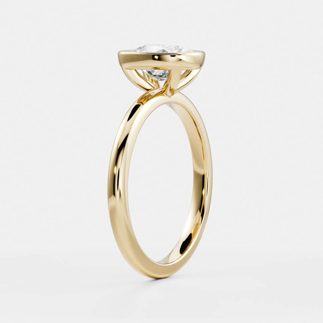 1.5ct cushion IGI lab grown diamond bezel engagement ring USA