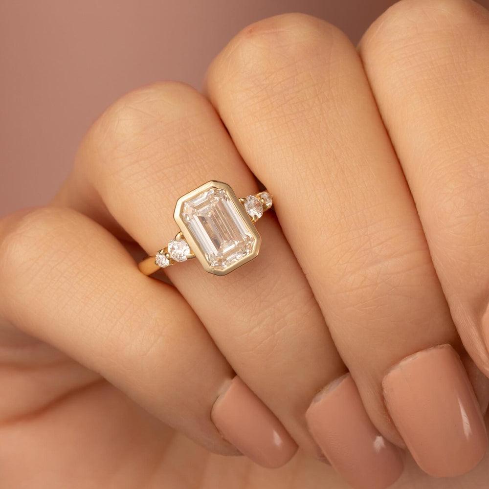 Emerald Bezel Set Engagement Ring