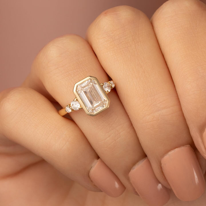 Emerald Bezel Set Engagement Ring