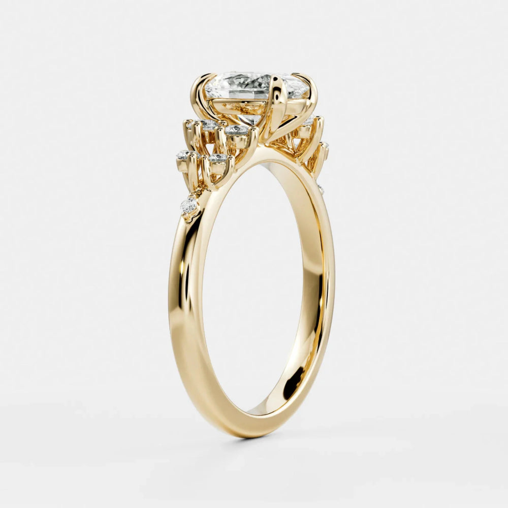 1.5ct oval IGI lab grown diamond cluster engagement ring USA