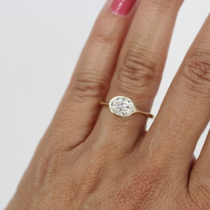 1.5 Carat Oval Lab Diamond Bezel Ring