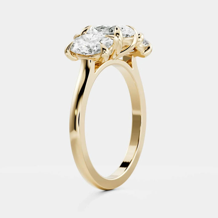 1.5ct oval lab grown diamond three stone engagement ring USA