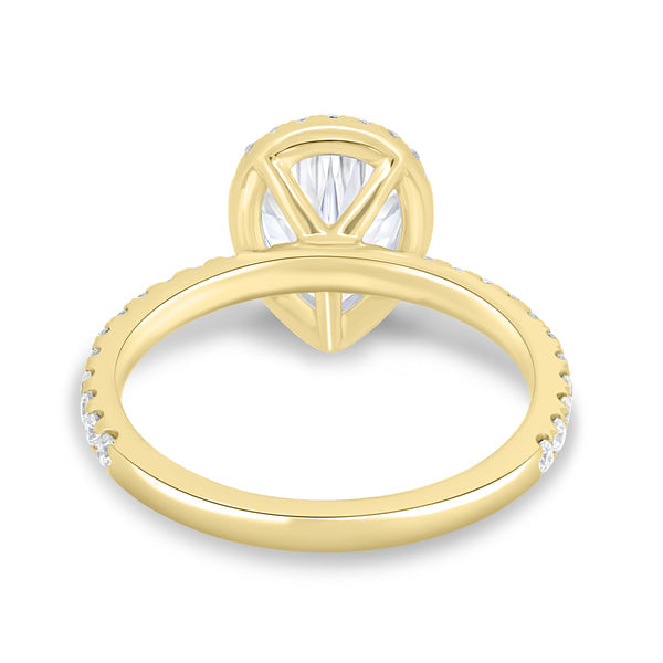 1.5ct pear E VS2 halo pavé engagement ring USA