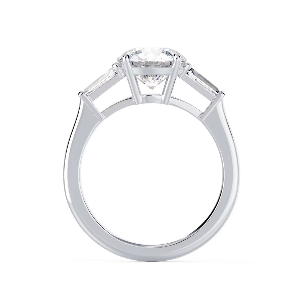 1.5ct round E VS2 lab grown diamond three stone baguette ring USA