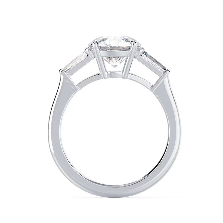 1.5ct round E VS2 lab grown diamond three stone baguette ring USA