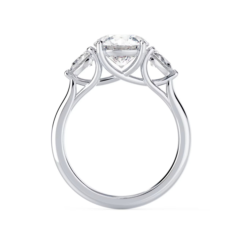 1.5ct round E VS2 lab grown diamond three stone engagement ring USA