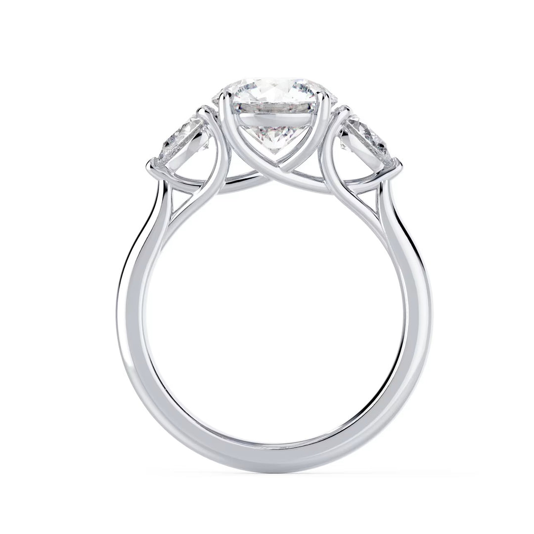 1.5ct round E VS2 lab grown diamond three stone engagement ring USA