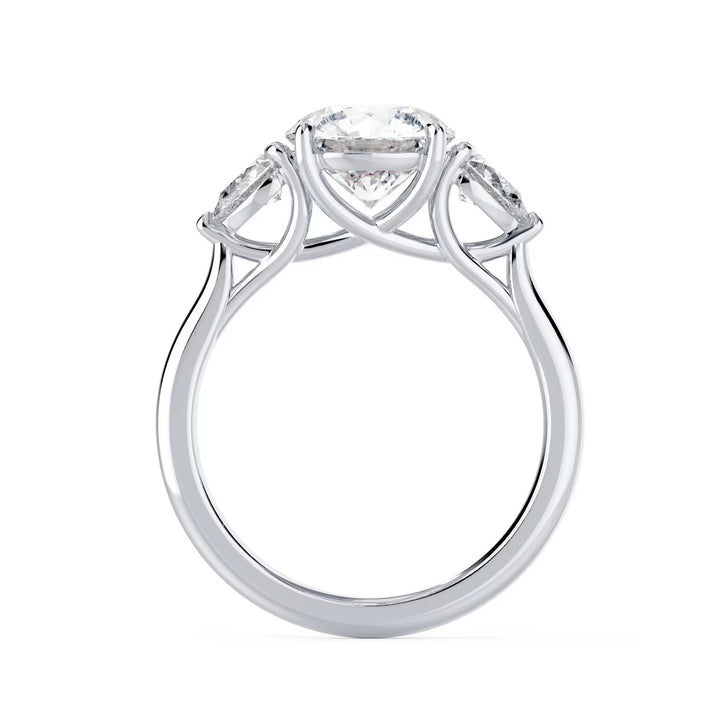1.5ct round E VS2 lab grown diamond three stone engagement ring USA