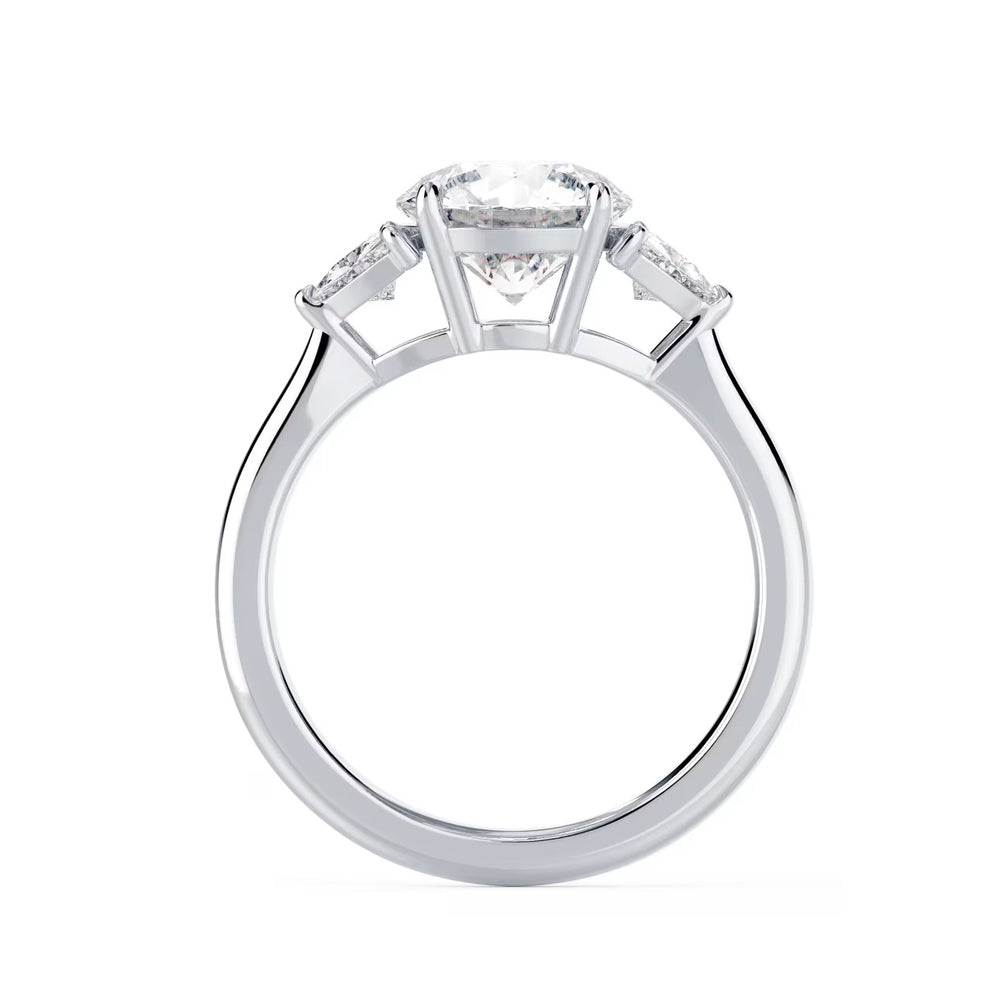 1.5ct round E VS2 lab grown diamond three stone engagement ring USA