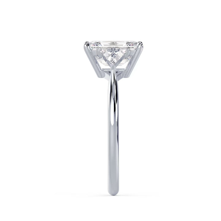 luxury emerald cut lab diamond three stone engagement ring