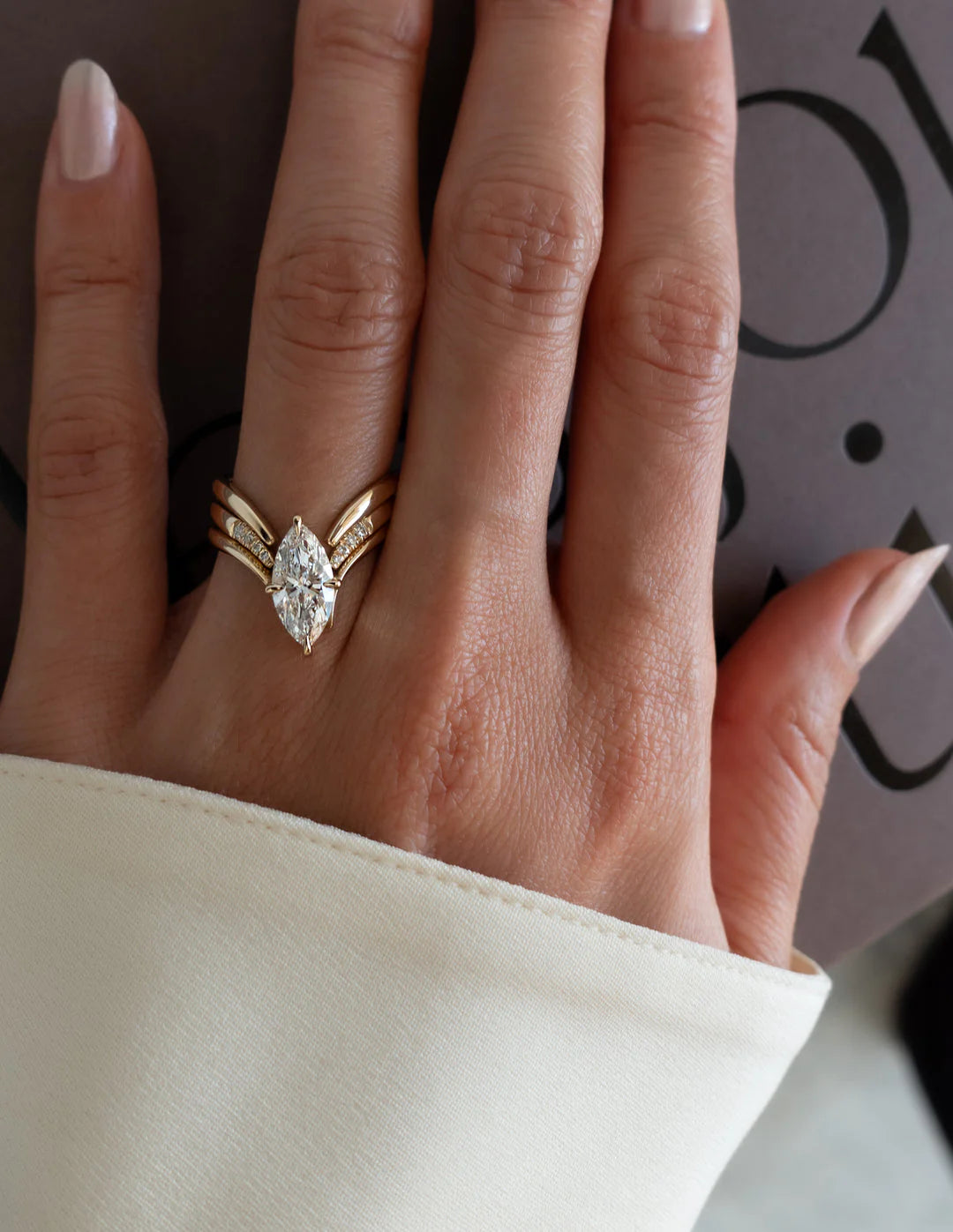 1.50CT-2.50CT Marquise E/VS CVD Diamond Unique Rings Engagement With Matching Diamond Band