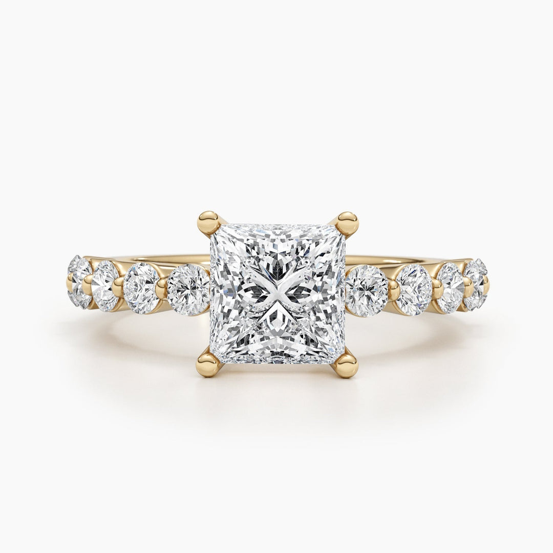 1.5ct Princess Cut F- VS Lab Grown Diamond Pave Engagement Ring