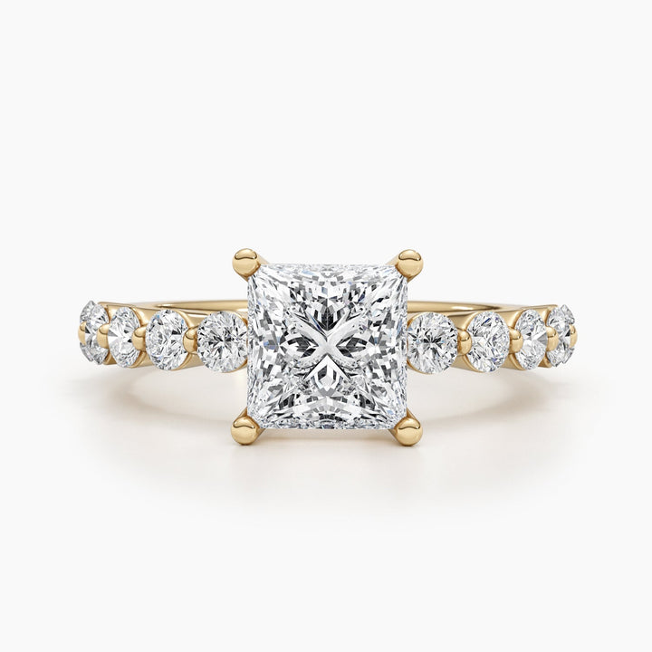 1.5ct Princess Cut F- VS Lab Grown Diamond Pave Engagement Ring