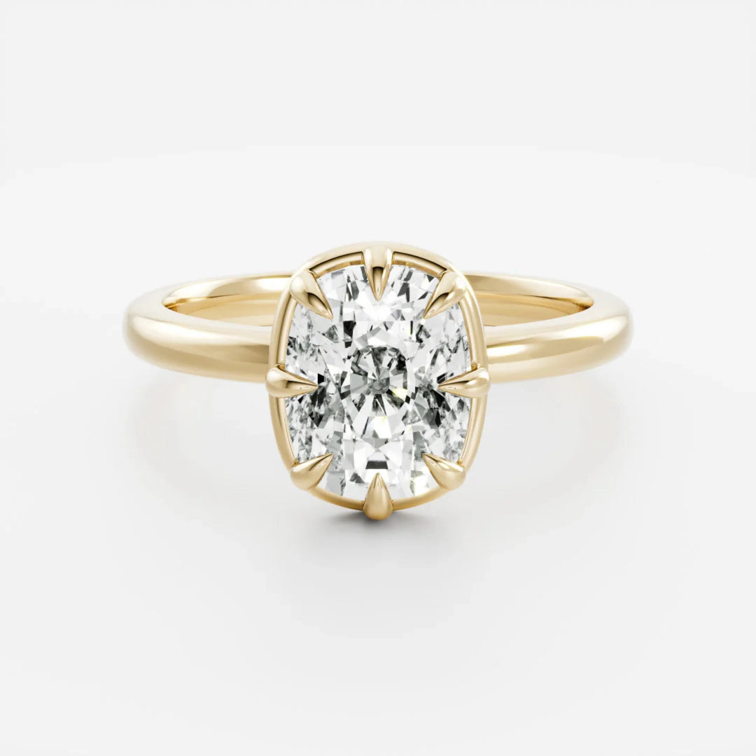 1.5 carat cushion bezel solitaire engagement ring lab grown diamond IGI certified