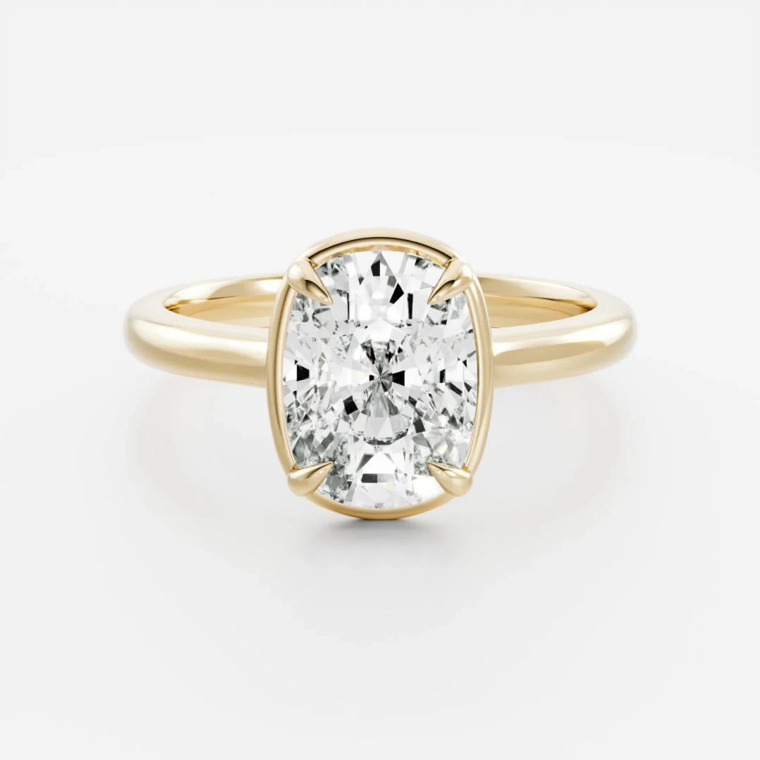 1.5 carat cushion cut bezel engagement ring lab grown diamond IGI certified solitaire