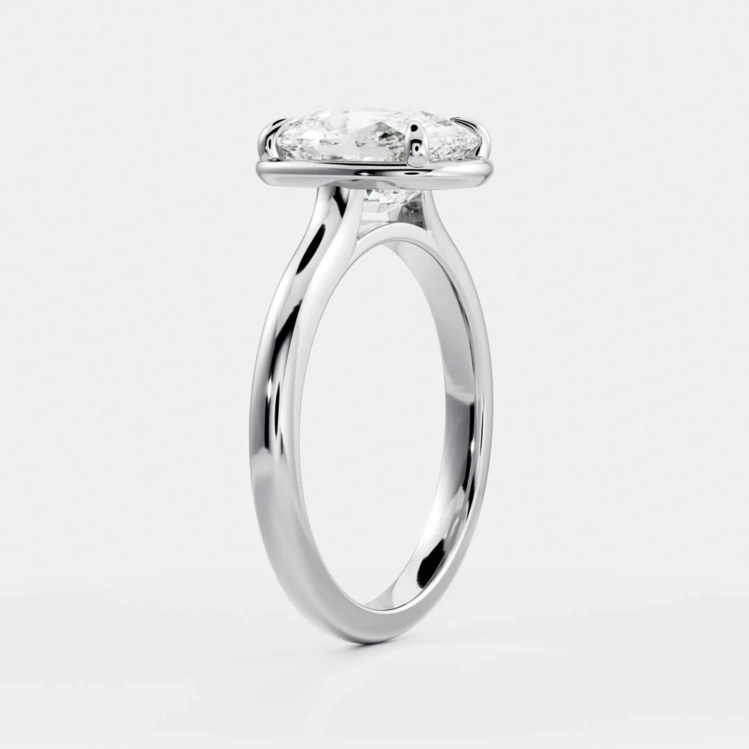 modern cushion cut bezel engagement ring lab grown diamond IGI USA