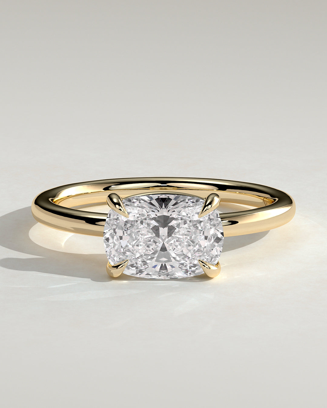 1.5ct East West Cushion Bead Set Pave Wave Band Engagement Ring