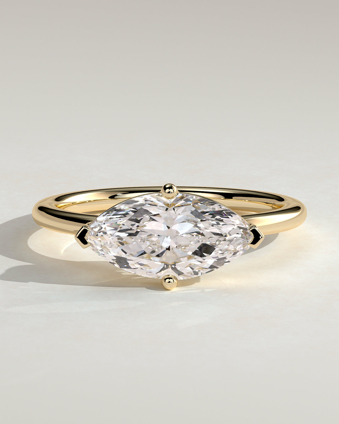 1.5ct East West Marquise Solitaire Raised Basket Gallery Engagement Ring
