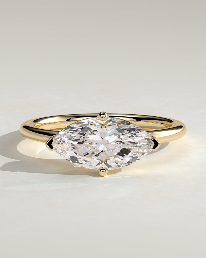 1.5ct East West Marquise Solitaire Raised Basket Gallery Engagement Ring