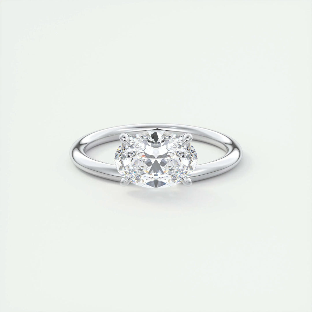 1.5 carat east west oval solitaire engagement ring lab grown diamond F VS1 USA