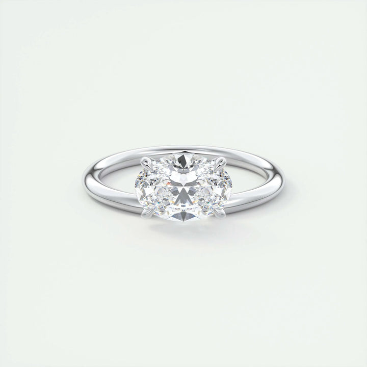 1.5 carat east west oval solitaire engagement ring lab grown diamond F VS1 USA
