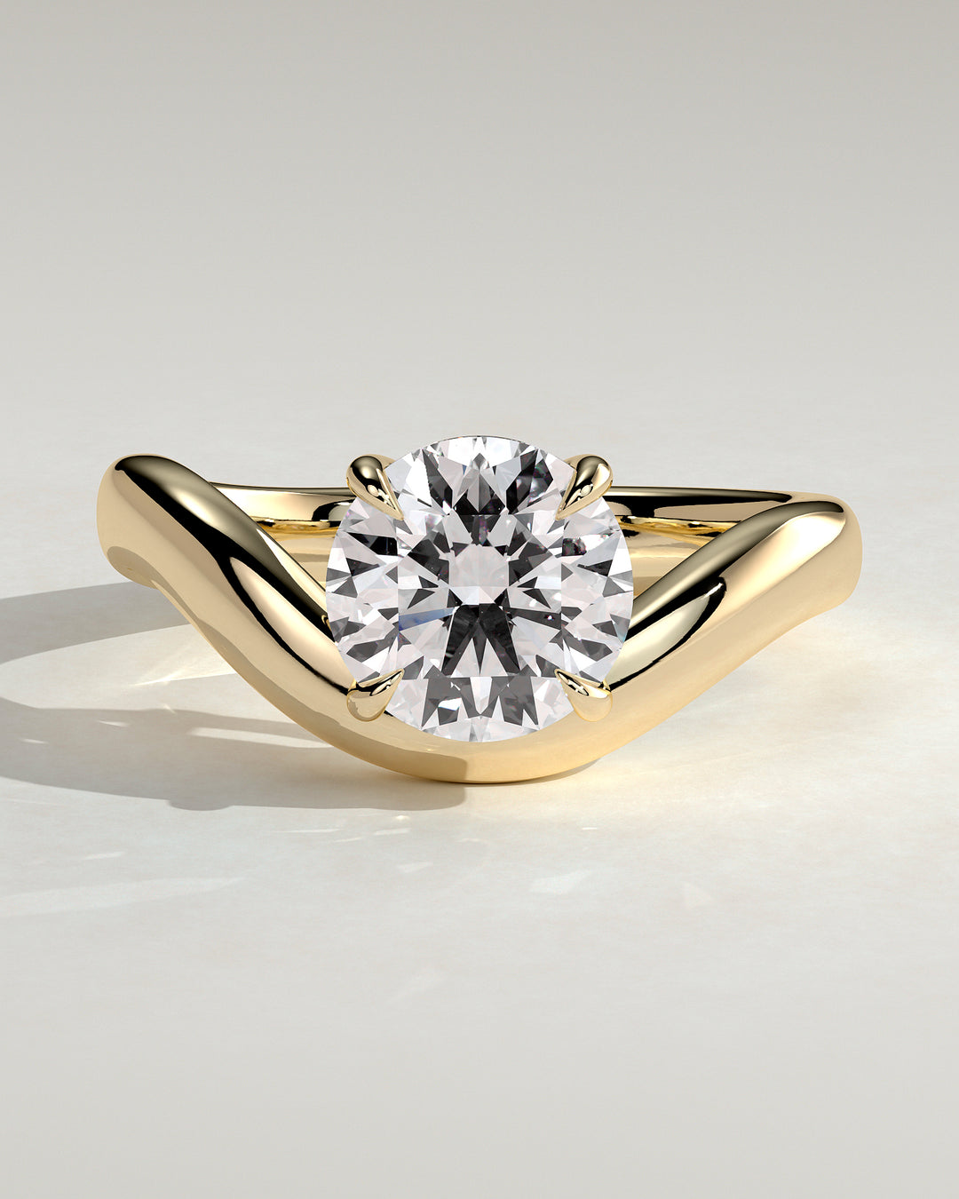 1.5ct East West Round Solitaire Curved Band Engagement Ring