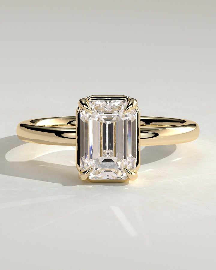 1.5ct Emerald Cut E/VS2 Solitaire Bezel Frame Engagement Ring