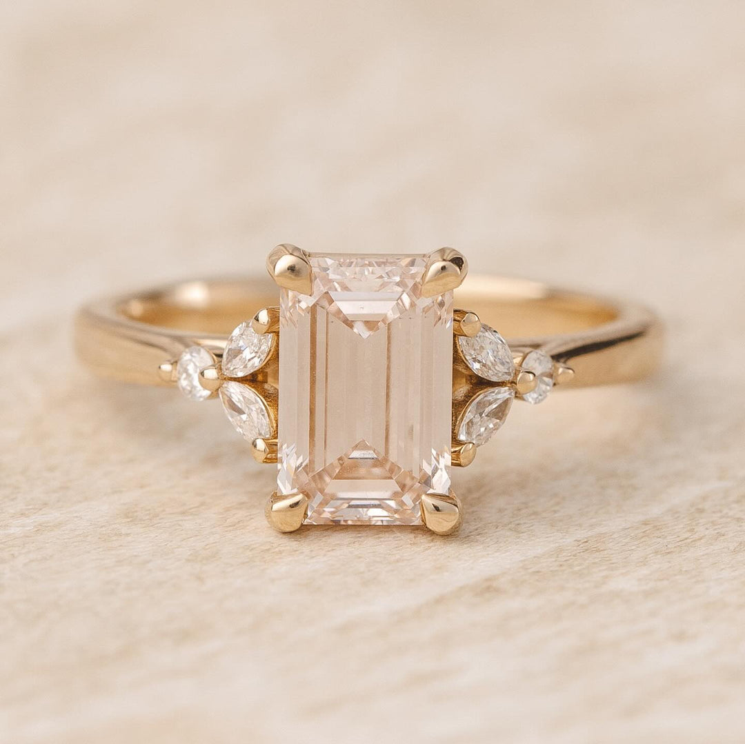 1.5ct Emerald Cut IGI Certified Lab Diamond Cluster Engagement Ring
